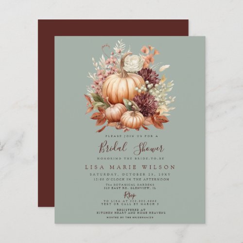 Budget Pumpkins Fall Bridal Shower Invitations
