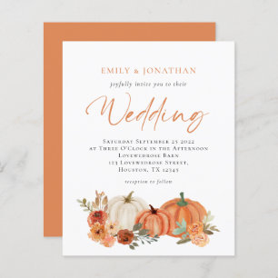 Budget Pumpkins Fall Florals Wedding Invitation