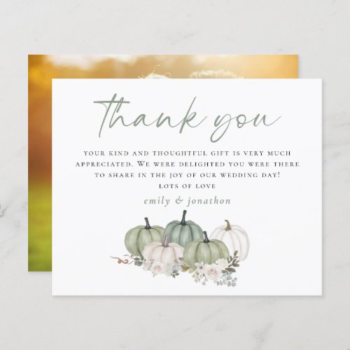 Budget Pumpkins Sage Photo Wedding Thank You