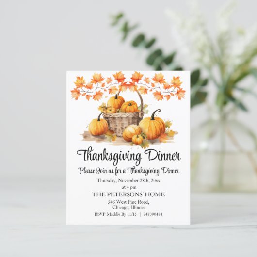 Budget Pumpkins Thanksgiving Dinner Invitation (Standing Front)