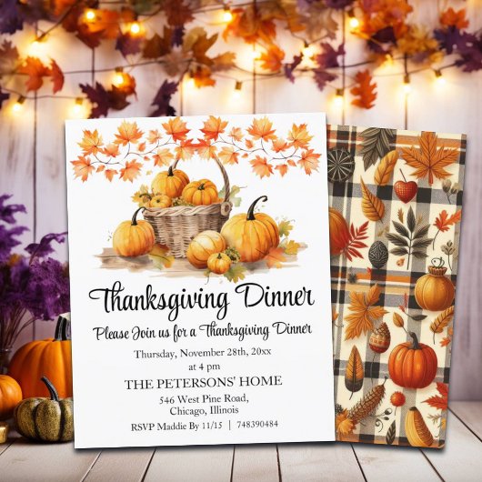 Budget Pumpkins Thanksgiving Dinner Invitation