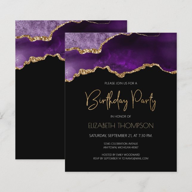 Budget Purple Agate Any Year Birthday Invitation | Zazzle