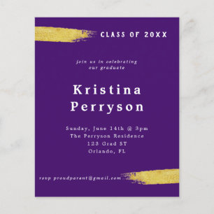 Budget Purple and Gold Graduation Invitation