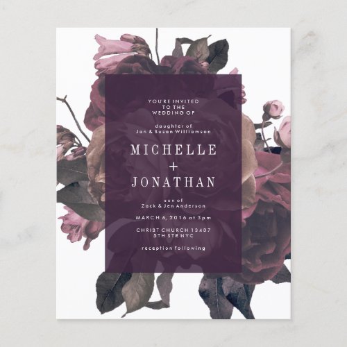 Budget Purple Antique Roses Vintage Wedding Flyer