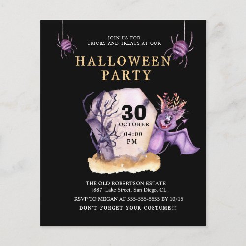 Budget Purple Bat Evil Scary Halloween Flyer