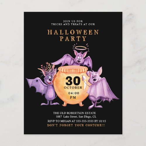 Budget Purple Bats Scary Pot Halloween Flyer