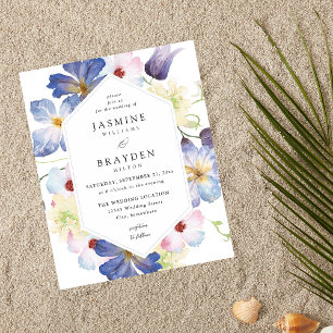 Budget Purple Blue Floral Wedding Flyer