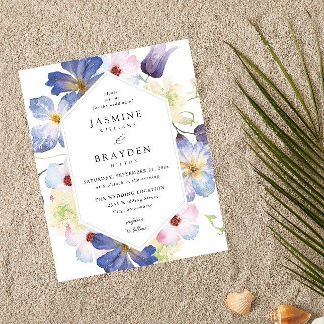 Budget Purple Blue Floral Wedding Flyer (Creator Uploaded)