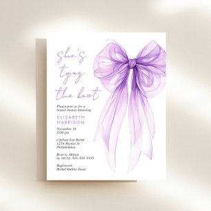 Budget Purple Bow Watercolor Bridal Shower Invite