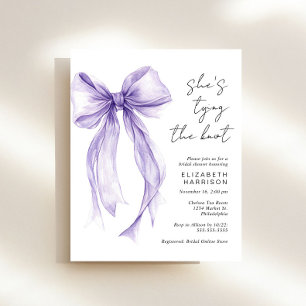 Budget Purple Bow Watercolor Bridal Shower Invite