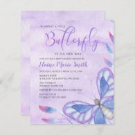 Budget  Purple Butterfly Baby Shower Invitation