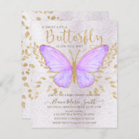 Budget Purple Butterfly Baby Shower Invitation