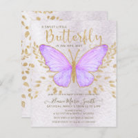 Budget Purple Butterfly Baby Shower Invitation