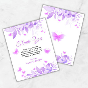 Budget Purple Butterfly Baby Shower Thank You Card