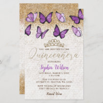 Budget Purple Butterfly Quinceañera Invitation