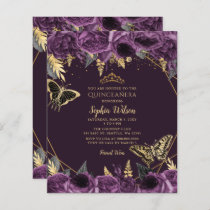 Budget Purple Butterfly Quinceañera Invitation