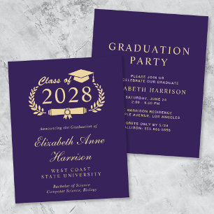 Budget Purple College Graduation Party Invitation
