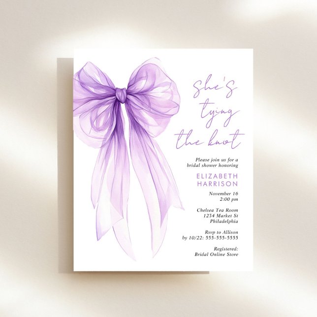 Budget Purple Coquette Bow Bridal Shower Invite (Creator Uploaded)