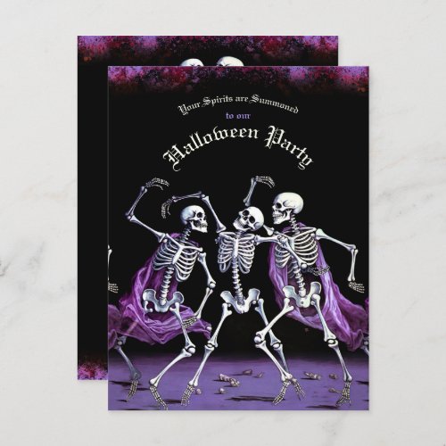 Budget Purple Dancing Skeletons Halloween Postcard
