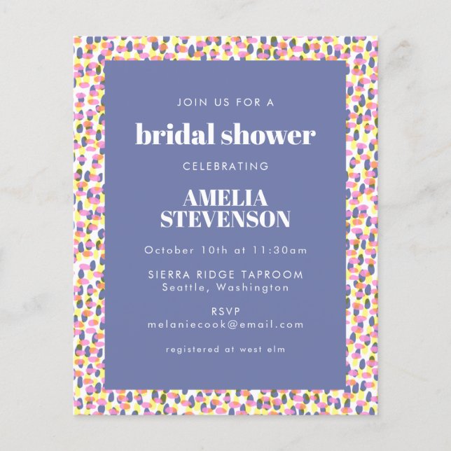 Budget Purple Dot Pattern Bridal Shower Invite (Front)
