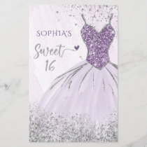 Budget Purple Dress Sweet 16 Invitation