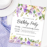 Budget Purple Floral 70th Birthday Invitation<br><div class="desc">Honor a special woman with this elegant and feminine birthday party invitation. The birthday celebration details are surrounded top and bottom purple floral borders. The floral elements are nestled in deep green leaves. While it is a traditional design, the open and airy botanical foliage and text give it a contemporary...</div>