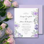 Budget Purple Floral &amp; Foliage Wedding Invitation
