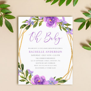 Budget Purple Floral Geometric Girl Baby Shower