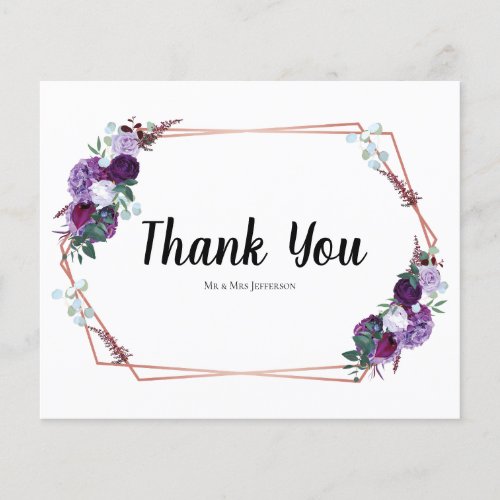 Budget Purple Floral Geometric Gold Frame Card