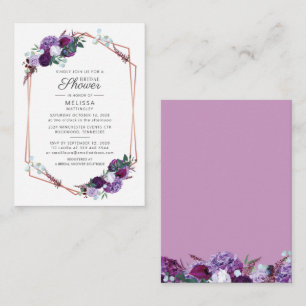 Budget Purple Floral Script Modern Bridal Shower Note Card