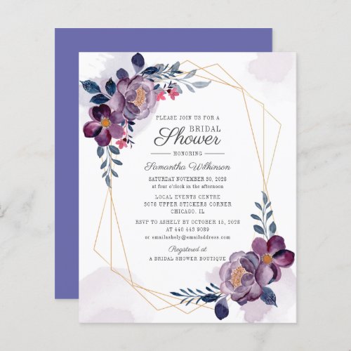 Budget Purple Floral Watercolor Bridal Shower