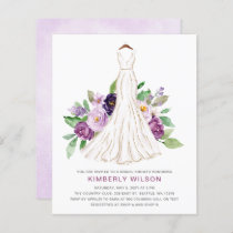Budget Purple Floral Wedding Dress Bridal Shower