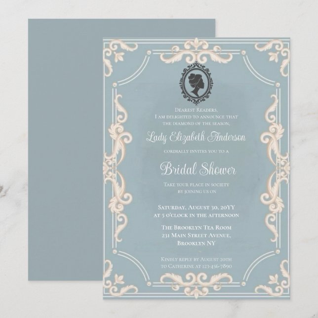 Budget Purple Florals Bridgerton Bridal Shower Invitation (Front/Back)