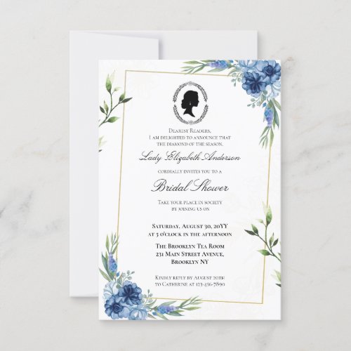 Budget Purple Florals Bridgerton Bridal Shower Invitation