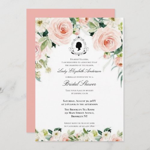 Budget Purple Florals Bridgerton Bridal Shower Invitation