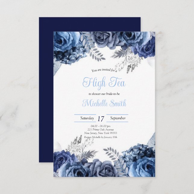 Budget Purple Florals Bridgerton Bridal Shower Invitation (Front/Back)