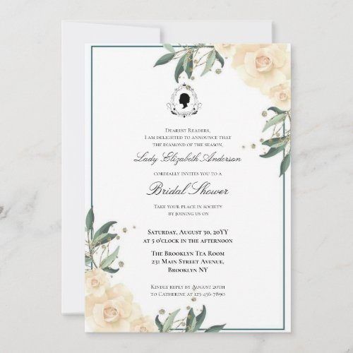 Budget Purple Florals Bridgerton Bridal Shower Invitation