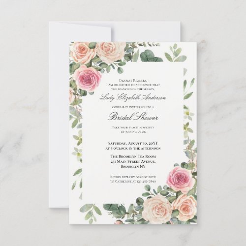 Budget Purple Florals Bridgerton Bridal Shower Invitation