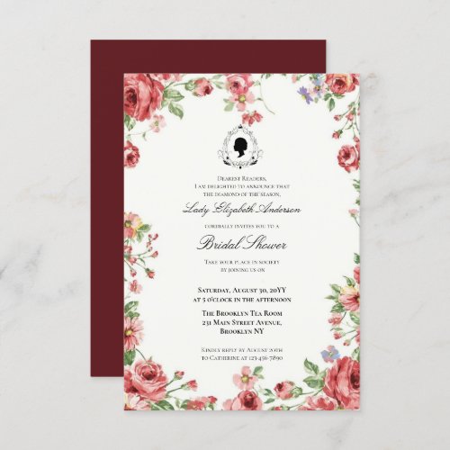 Budget Purple Florals Bridgerton Bridal Shower Invitation
