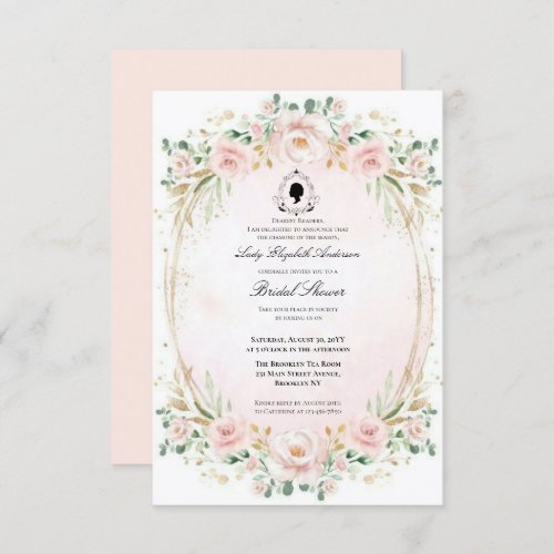 Budget Purple Florals Bridgerton Bridal Shower Invitation