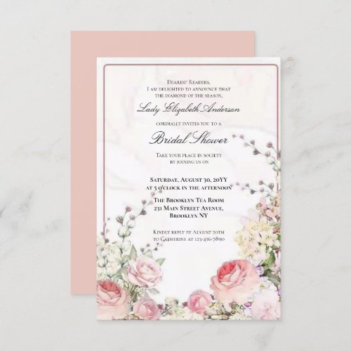 Budget Purple Florals Bridgerton Bridal Shower Invitation