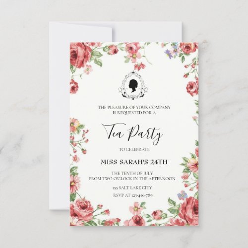 Budget Purple Florals Bridgerton tea party Invitation