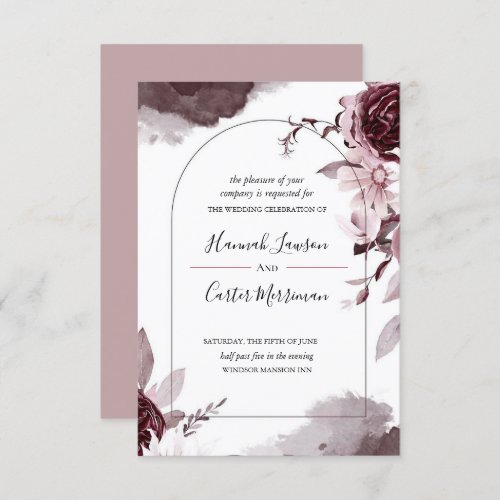 Budget Purple Florals Bridgerton wedding decor Invitation