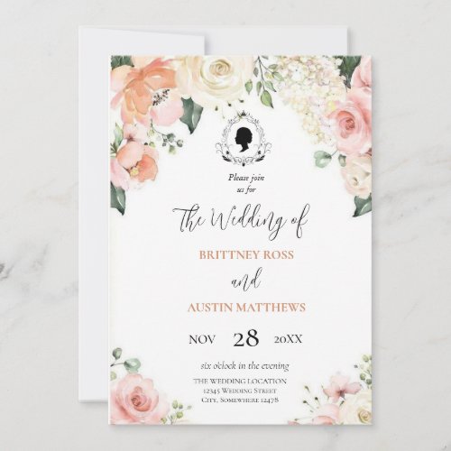 Budget Purple Florals Bridgerton wedding  Invitation