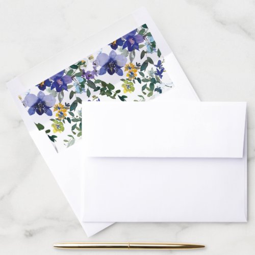 Budget Purple Garden Floral Watercolor Botanical Envelope Liner