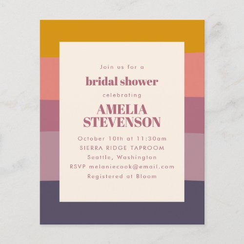 Budget Purple Geometric Bridal Shower Invitation