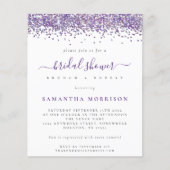 Budget Purple Glitter Bridal Shower Invitation (Front)