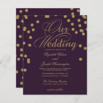 Budget Purple Glitter Confetti Wedding Invitation