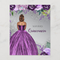 Budget Purple Glitter Dress Quinceañera Invitation