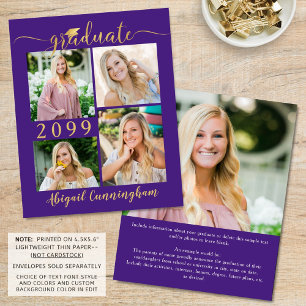 Budget Purple Gold 5 Photo Graduate Announcement